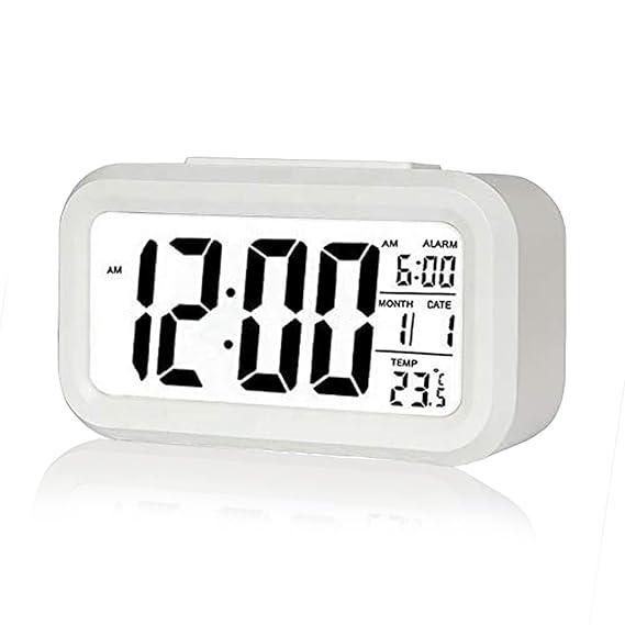 kadio digital alarm clock,battery operated small desk clocks,with date,indoor temperature,smart night light,lcd electronic clock for bedroom home office white (kdwhite kadio digital alarm clock,battery operated small desk clocks,with date,indoor temperature,smart night light,lcd electronic clock for bedroom home office white (kdwhite