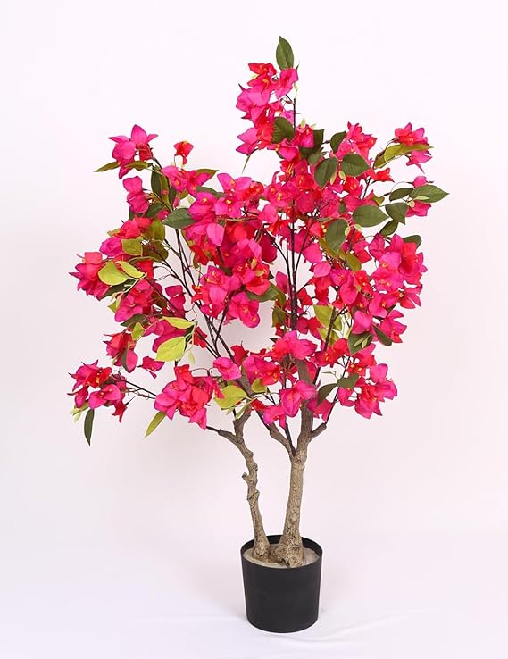 bougainvillea plant with pot (3 feet) tall faux flower tree | realistic pvc leaves & fabric flowers | decorative plant for home, office, balcony & living room décor bougainvillea plant with pot (3 feet) tall faux flower tree | realistic pvc leaves & fabric flowers | decorative plant for home, office, balcony & living room décor