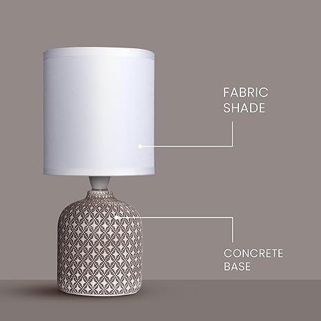decorative table lamp (taupe) | concrete base with off white fabric shade | includes 5w led bulb | e14 holder | elegant ambient lighting for bedroom, living room & study decorative table lamp (taupe) | concrete base with off white fabric shade | includes 5w led bulb | e14 holder | elegant ambient lighting for bedroom, living room & study
