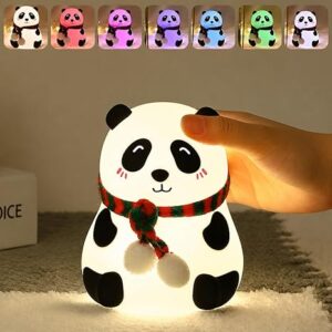 Home rechargeable silicone panda night light for kids | 7 color led changing lamp |adorable room decor & gift for toddlers, teens, & valentine's day present|soft bpa free nightlight| multicolour