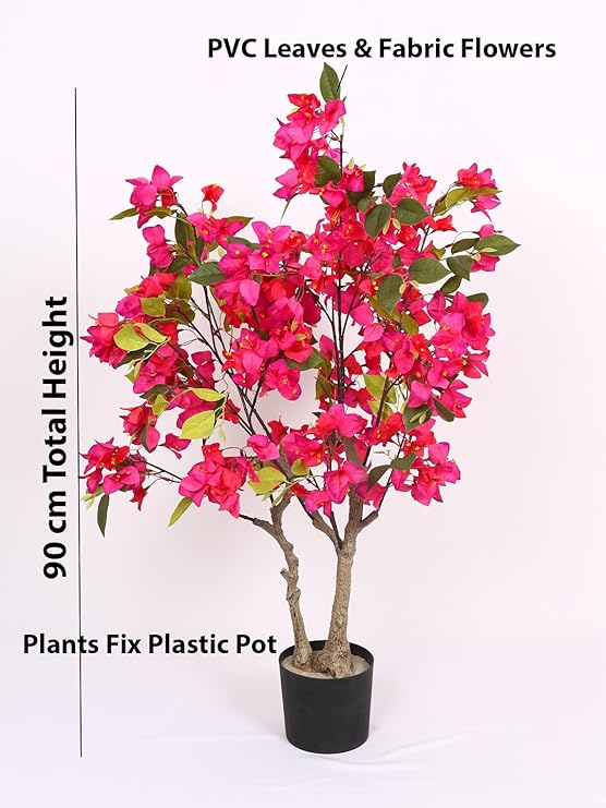 bougainvillea plant with pot (3 feet) tall faux flower tree | realistic pvc leaves & fabric flowers | decorative plant for home, office, balcony & living room décor bougainvillea plant with pot (3 feet) tall faux flower tree | realistic pvc leaves & fabric flowers | decorative plant for home, office, balcony & living room décor