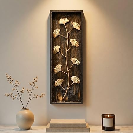 leaf wall art panels modern rustic home décor wall hanging sculpture for living room, bedroom & office (45x15 leaf wall art panels modern rustic home décor wall hanging sculpture for living room, bedroom & office (45x15