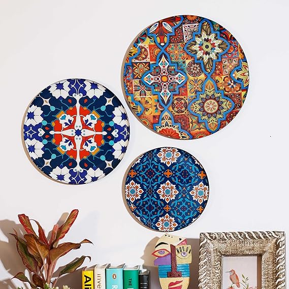 basics metal decorative wall plates | home decoration | turkish art design | living room wall decoration | décor items | gift items (multicolour) (set of 3) basics metal decorative wall plates | home decoration | turkish art design | living room wall decoration | décor items | gift items (multicolour) (set of 3)