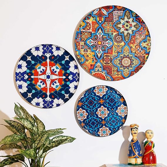 basics metal decorative wall plates | home decoration | turkish art design | living room wall decoration | décor items | gift items (multicolour) (set of 3) basics metal decorative wall plates | home decoration | turkish art design | living room wall decoration | décor items | gift items (multicolour) (set of 3)