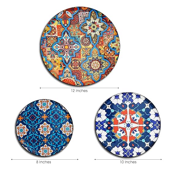 basics metal decorative wall plates | home decoration | turkish art design | living room wall decoration | décor items | gift items (multicolour) (set of 3) basics metal decorative wall plates | home decoration | turkish art design | living room wall decoration | décor items | gift items (multicolour) (set of 3)