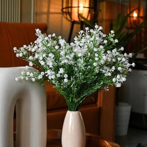 Home polyester artificial baby breath plant for home decor/office decor/gifting|without vase|attractive ornamental plant with white flowers|bunch of 6 stems|natural looking indoor plant